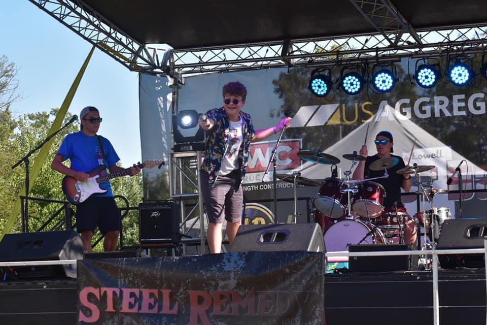 My high school band and I performing at Lowell's Labor Day Festival'